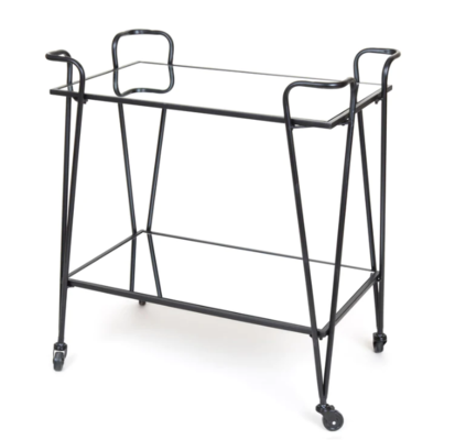 Lloyd Mirror Shelves Bar Trolley Black $174.30 (RRP $249) @ One World Collection