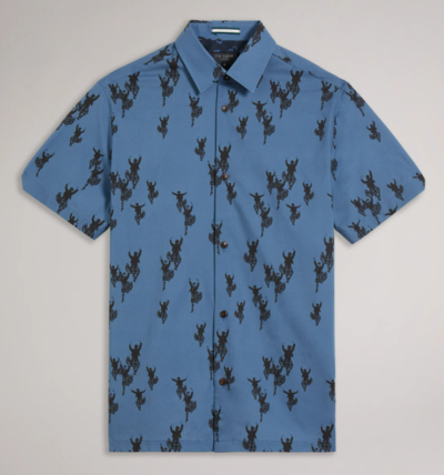 Marney Sky Blue Short Sleeve Highland Dancer Printed Shirt $113 (RRP $189) @ Ted Baker