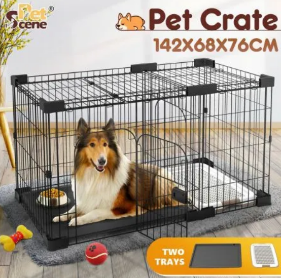 Pet Crate Cat Dog Cage Metal Toilet Doors XL Black $169.95 (RRP $299.95) @ Best Deals