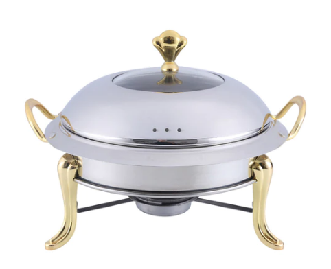 SOGA Stainless Steel Gold Accents Round Buffet Food Warmer Chafer with Glass Top Lid $102.50 (RRP $160.50) @ Hey Hey