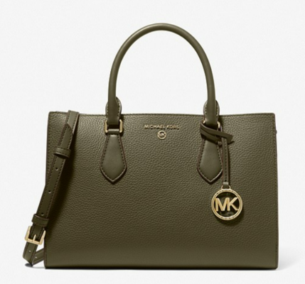 Valerie Medium Pebbled Leather Satchel Olive $459 (RRP $769) @ Michael Kors