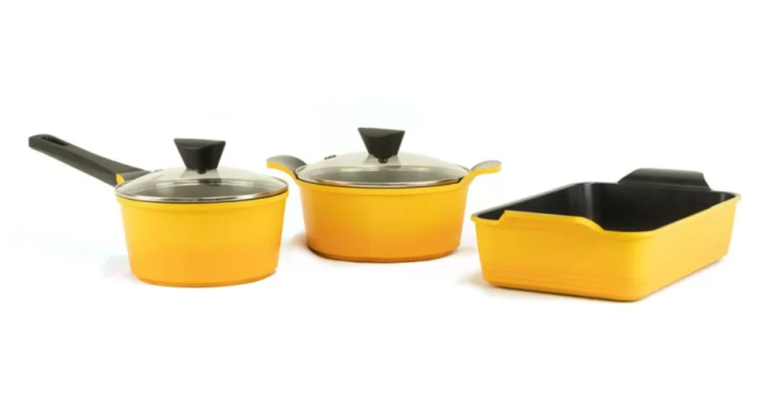 Neoflam Venn Yellow set 3 Piece 20cm, 18cm Saucepan and small Roaster $247.46 (RRP $458.85) @ Neoflam