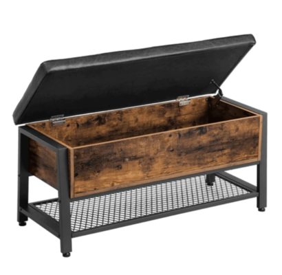 2 Tier Shoe Storage Bench With Padded Seat Shelf Rustic Brown $283.45 (RRP $449) @ Momentous Living