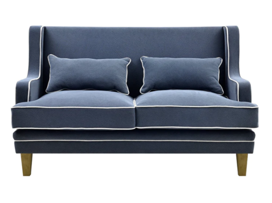 Bondi 2 Seat Sofa Navy With White Piping $1186.50 (RRP $1695) @ One World Collection