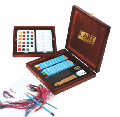 The Art Studio Artist Premier Wooden Case Watercolour Pencil Set 44 Pieces $44.99 (RRP $74.99) @ Riot Stores