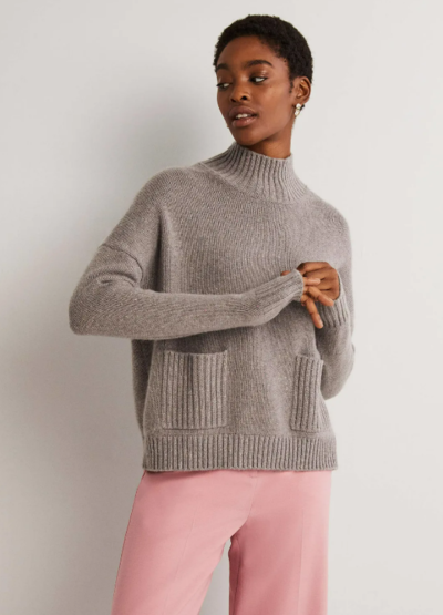 Cashmere High Neck Jumper Grey, Multi Nep $258 (RRP $430) @ Boden Clothing