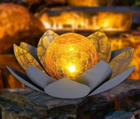 Solar Light Outdoor Metal Glass Decorative Waterproof LED Lotus Garden Light (Grey) $34.99 (RRP $69.99) @ Crazy Sales