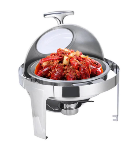 SOGA 6L Round Chafing Stainless Steel Food Warmer with Glass Roll Top $306.90 (RRP $524.90) @ Hey Hey