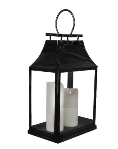 Tropea Steel & Glass Hurricane Lantern Medium Black $279 (RRP $619) @ Living Styles