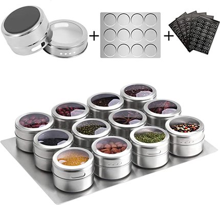 Aiyola Magnetic Spice Jars 12pcs with Wall Base $30.69 (RRP $56.99) @ Amazon AU