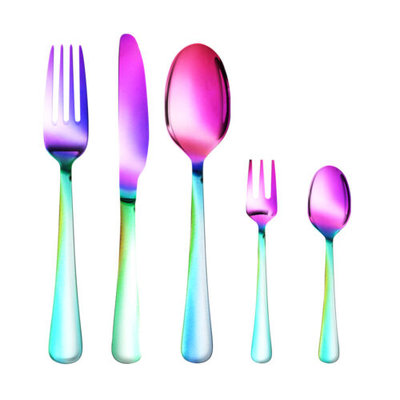 Stainless Steel Cutlery Set Glossy Knife Fork Spoon Teaspoon Child Rainbow 30pcs $39.99 (RRP $107.99) @ eBay AU