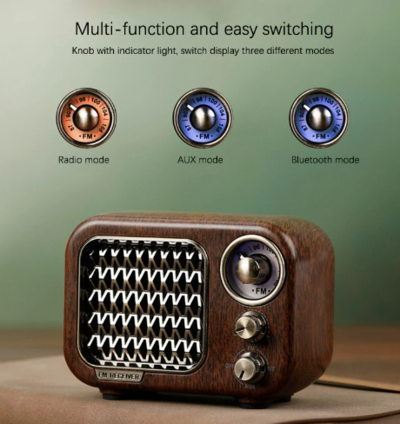 FM Small Nostalgic Retro Radio with 1100MAh Rechargeable Battery Support AUX/TF Card/Bluetooth $30.48 (RRP $50.80) @ Ali Express