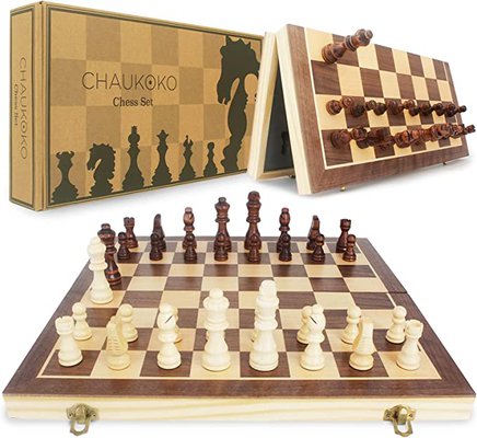 Chaukoko Wooden Chess Set CKW-002 Magnetic Solid Wood Folding Chess Board Game Set $48.44 (RRP $69.99) @ Amazon AU