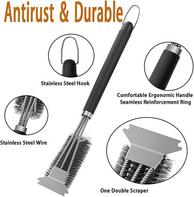 Stainless Steel Wire Bristles Brush Double Scrapers & Stiff 18 Inch Handle $10.69 (RRP $15.99) @ Amazon AU