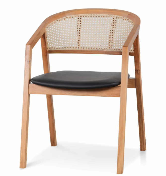 Molina Wooden Dining Chair Natural with Black Seat $287.10 (RRP $675) @ Interior Secrets