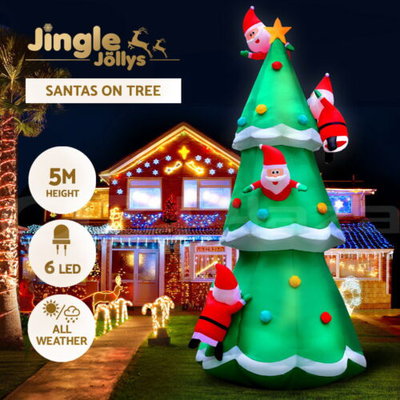 Jingle Jollys 5M Christmas Inflatable Santa Tree Outdoor Xmas Decorations Lights $143.95 (RRP $283.99) @ eBay AU