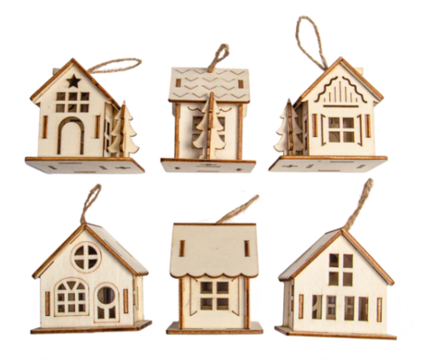 Make A Merry Christmas Hanging House Ornaments 6 Piece Set $19.99 (RRP $59.99) @ Riot Stores