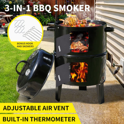 3in1 Charcoal BBQ Grill Smoker Portable Outdoor Barbecue Roaster Steel Camping $79.99 (RRP $199.99) @ eBay AU