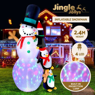 Jingle Jollys 2.4M Christmas Inflatable Snowman Xmas Lights Outdoor Decorations $71.88 (RRP $199.99) @ eBay AU