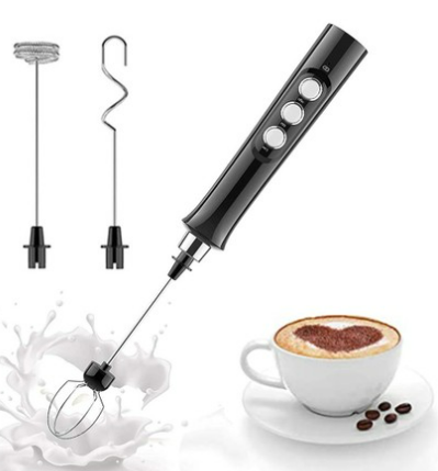 Handheld Electric Milk Frother Drink Coffee Mixer Foam Maker with 3 Whisks Black $36.99 (RRP $67.99) @ The Market NZ