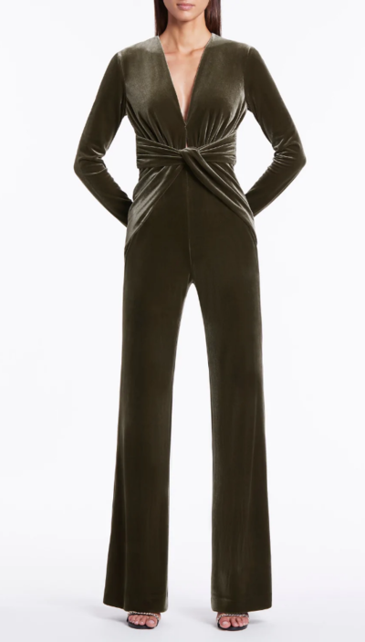 Olive Velvet Seduction Jumpsuit $664 (RRP $949) @ Carla Zampatti