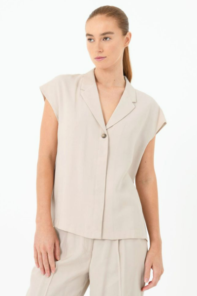 Abbigail V-Neck Collared Blouse Beige $49 (RRP $69.99) @ Forcast