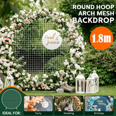 1.8M Wedding Party Round Hoop Arch Mesh Backdrop Stand Flowers Decoration White $149.95 (RRP $324.89) @ eBay AU