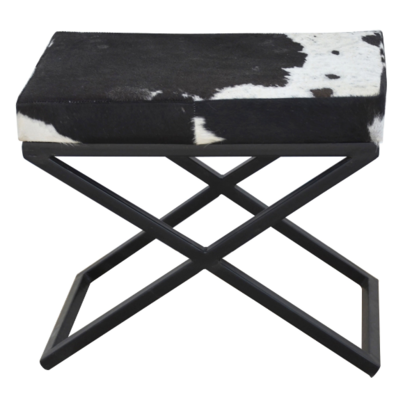 Dahlia Cowhide & Iron Footstool $305 (RRP $575) @ Living Styles