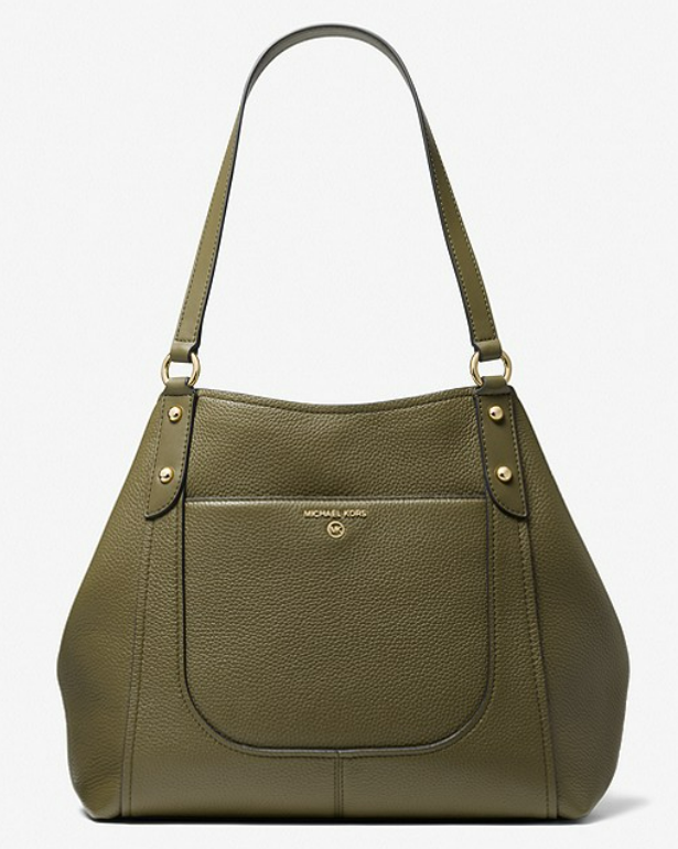 Molly Large Pebbled Leather Tote Bag Olive $329 (RRP $669) @ Michael Kors