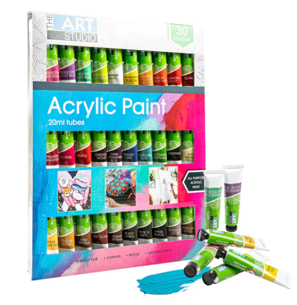 The Art Studio Acrylic 20ml Paint Set 30pc $26.39 (RRP $43.99) @ Riot Stores