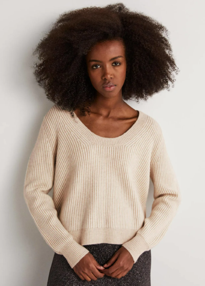 Cashmere Scoop Neck Jumper Oatmeal Melange Ivory $175 (RRP $350) @ Boden Clothing