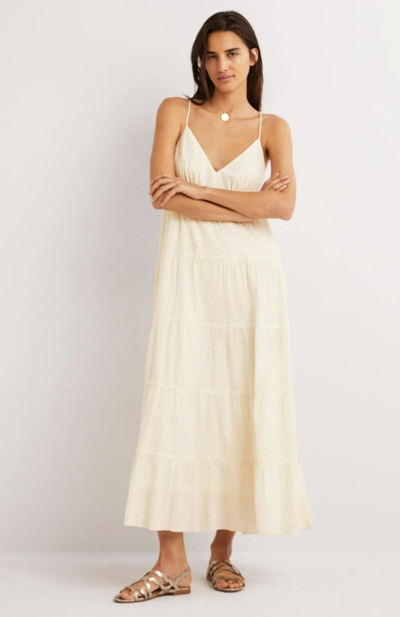 Tiered Maxi Cover up Ivory, Lurex $108.90 (RRP $198) @ Boden Clothing