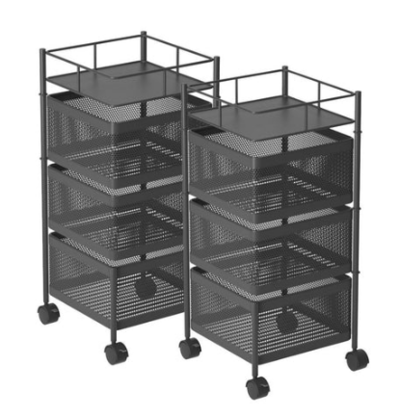 SOGA 2X 3 Tier Steel Square Rotating Kitchen Cart Multi-Functional Shelves with Wheels $151.50 (RRP $244.50) @ Hey Hey