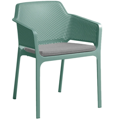 Net Italian Made Commercial Grade Stackable Armchair with Seat Pad Mint / Light Grey $222 (RRP $419) @ Living Styles