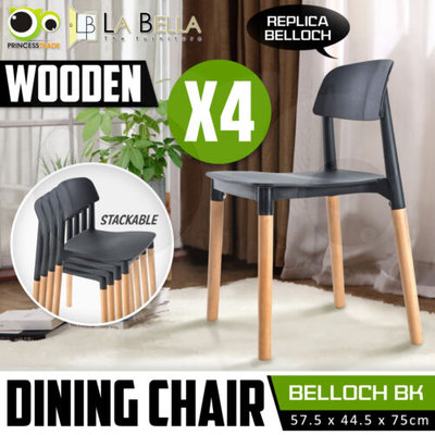 4X Belloch Replica Dining Chair Stackable Designer Retro Wooden Cafe Bar $209 (RRP $449) @ eBay AU