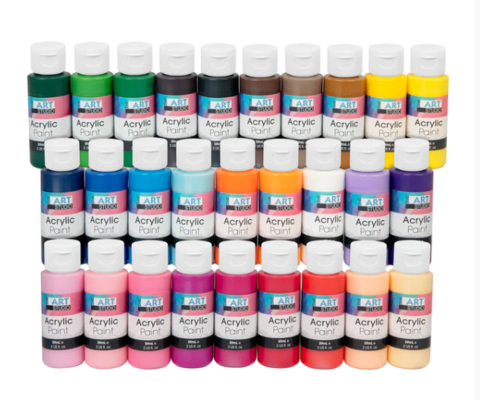 The Art Studio Acrylic Paint 59ml Bottles 28 Piece Bulk Pack $29.99 (RRP $49.99) @ Riot Stores