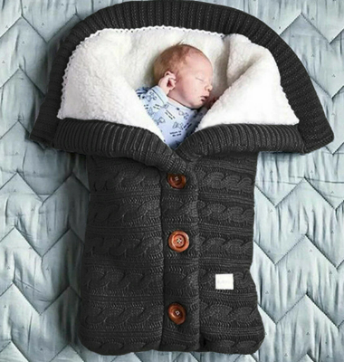 Baby Hooded Swaddle Knit Wrap Blanket Warm Sleeping Bag Black $21.78 (RRP $59.02) @ Banggood AU