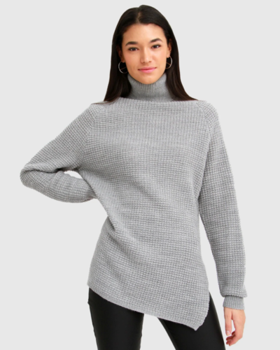 Young Hearts Oversized Turtleneck Jumper Grey Marle $69.95 (RRP $139.95) @ Belle And Bloom