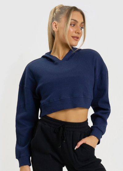 Evie Cropped Lounge Hoodie Navy $29 (RRP $69) @ Core Trainer