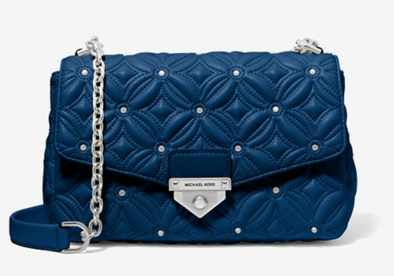 SoHo Large Studded Quilted Faux Leather Shoulder Bag River Blue $759 (RRP $1089) @ Michael Kors