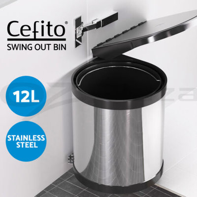 Cefito Kitchen Swing Out Pull Out Bin Stainless Steel Garbage Rubbish Can 12L $36.51 (RRP $99.99) @ eBay AU