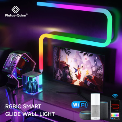 Smart WiFi APP Control GlideRGBIC Dream Color Music Sync LED Wall Lamp (Bluetooth-4 Lamp) $66.23 (RRP $106.83) @ Ali Express