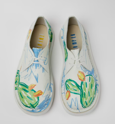 Twins White Printed Leather Shoes for women White Printed $287 (RRP $410) @ Camper AU