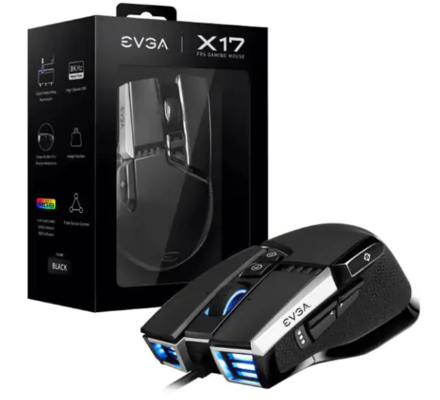 EVGA X17 Wired Ergonomic Gaming Mouse Black 10 Buttons 903-W1-17BK-K3 $128.25 (RRP $240.60) @ Catch AU