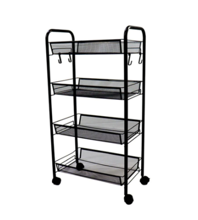 SOGA 4 Tier Steel Black Bee Mesh Kitchen Cart Multi-Functional Shelves $66.90 (RRP $104.90) @ Hey Hey