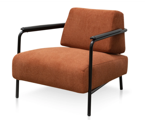 Constance Fabric Armchair Burnt Orange Black Legs $513.40 (RRP $755) @ Interior Secrets