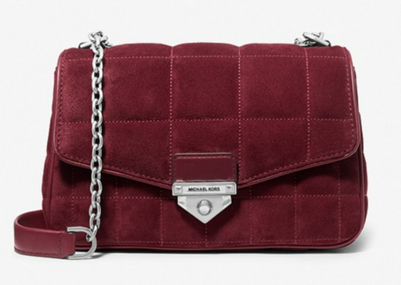 SoHo Large Quilted Suede Shoulder Bag Merlot $569 (RRP $959) @ Michael Kors