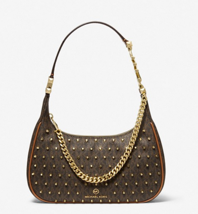 Piper Small Studded Logo Shoulder Bag Brown/Acorn $359 (RRP $719) @ Michael Kors