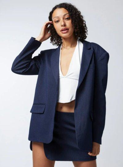 Zayne Boyfriend Blazer Navy Pinstripe $89.99 (RRP $179.95) @ Platypus Shoes AU