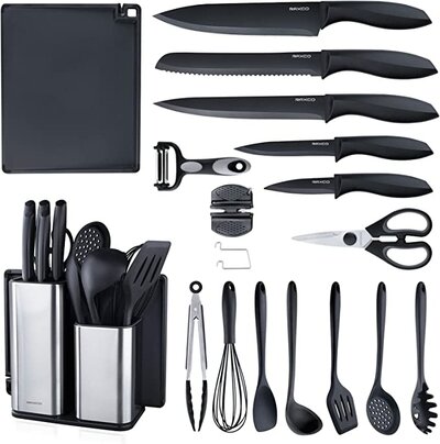 RAXCO Kitchen Utensils Set Cooking Utensils Set Silicone Utensils Set  with Cutting Board Black $55.49 (RRP $99.99) @ Amazon AU